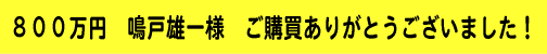 800万円 鳴戸雄一様 ご購買ありがとうございました!