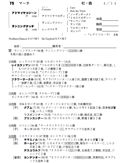 マーチ(byアドマイヤコジーン)